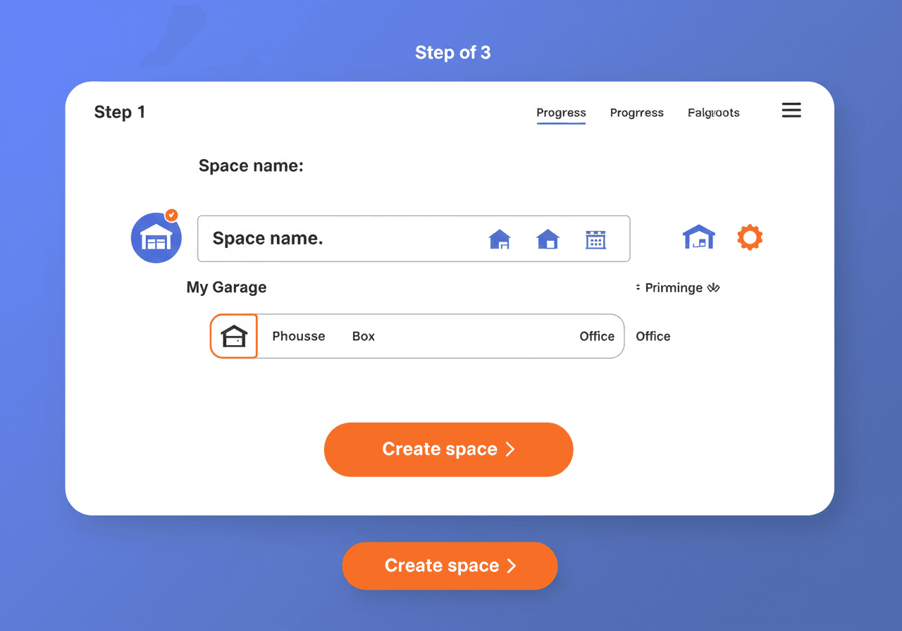 SpaceForThat space creation form — name your space and pick an icon